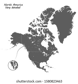 Detailed vector map of North America