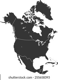 Detailed vector map of the north america