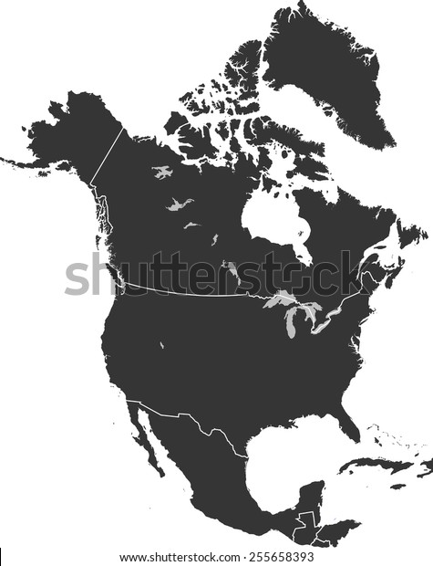 Detailed Vector Map North America Stock Vector (Royalty Free) 255658393