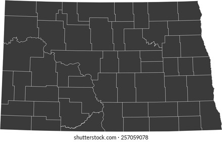 Detailed vector map of the North Dakota