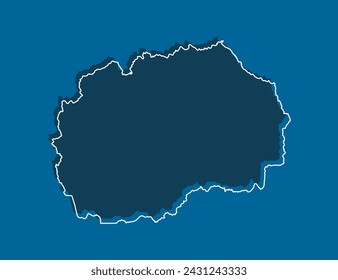 Detailed vector map North Macedonia - border, frontier, boundary country - isolated on background. Template Europe outline country for pattern, report, infographic. Silhouette of the map Macedonia