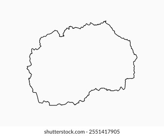 Detailed vector map North Macedonia - border, frontier, boundary country - isolated on background. Template Europe outline country for pattern, infographic, backdrop. Silhouette of the map Macedonia