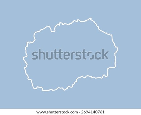 Detailed vector map of North Macedonia - border, frontier, boundary country - isolated on background. Template Europe outline country for pattern, report, infographic backdrop. Silhouette of the map