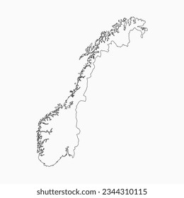 Detailed vector map Norway - border, frontier, boundary country - isolated on background. Template Europe outline country for pattern, report, infographic, backdrop. Silhouette of the map Norway