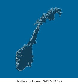 Detailed vector map Norway - border, frontier, boundary country - isolated on background. Template Europe outline country for pattern, report, infographic, backdrop. Silhouette of the map Norway