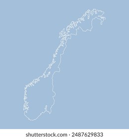 Detailed vector map Norway - border, frontier, boundary country - isolated on background. Template Europe outline country for pattern, report, infographic, backdrop. Silhouette of the map Norway