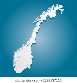 Detailed vector map Norway divided on regions isolated in the background. Template Europe country for pattern, infographic, design, illustration. Creative concept of administrative divisions Norway
