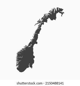 Detailed vector map Norway isolated on background. Template Europe country for pattern, report, infographic, backdrop. Concept outline of the state Norway. Contour map for your design, illustration