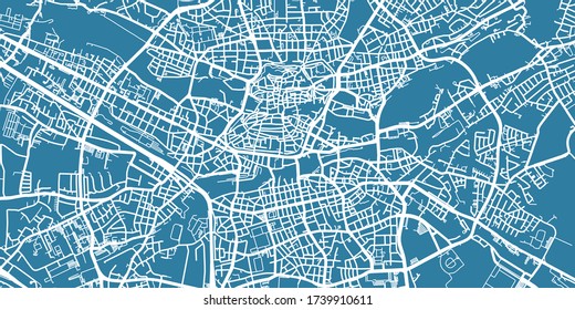 Detailed vector map of Nuremberg, scale 1:10 000, Germany