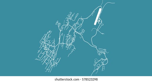 Detailed vector map of Nuuk, scale 1:30 000, Greenland