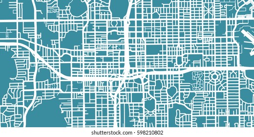 Detailed vector map of Orlando, scale 1:30 000, USA