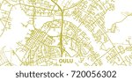 Detailed vector map of Oulu in gold with title, scale 1:30 000, Finland