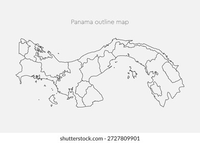 Mapa detalhado do vetor de Panamá dividido em regiões isoladas em segundo plano. País americano modelo para padrão, infográfico, design, ilustração. Delinear o conceito de estado das divisões administrativas