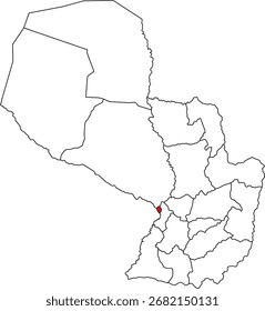 Un detallado mapa de Vector de Paraguay destacando el distrito capital de Asunción. Perfecto para visualización de datos, planificación urbana y estudios demográficos.

