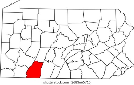 Mapa de Vector detallado de Pensilvania, EE.UU., destacando el condado de Somerset en las montañas de Laurel Highlands.

