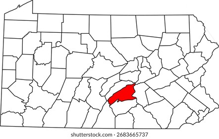 Mapa de Vector detallado de Pensilvania, EE.UU., destacando el condado de Perry cerca del área metropolitana de Harrisburg.

