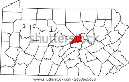Detailed vector map of Pennsylvania, USA, highlighting Union County, home to Lewisburg.

