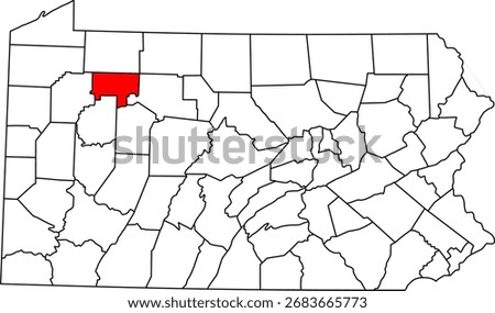 Detailed vector map of Pennsylvania, USA, highlighting Forest County, dominated by national forest.

