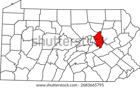 Detailed vector map of Pennsylvania, USA, highlighting Columbia County in the Susquehanna River Valley.

