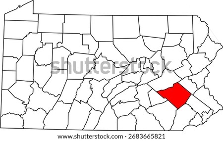 Detailed vector map of Pennsylvania, USA, highlighting Berks County, home to the city of Reading.

