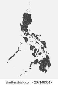 Detailed vector map Philippines divided on regions isolated on background. Template Asia country for pattern, infographic, design, illustration. Concept outline of administrative divisions Philippines