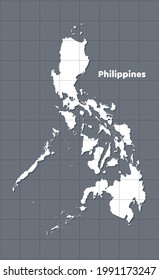Mapa vectorial detallado de Filipinas aislado en el fondo. Plantilla de país de Asia para patrones, informes, infografía, fondo. Esbozo conceptual del estado de Filipinas. Mapa de contorno para diseño, ilustración