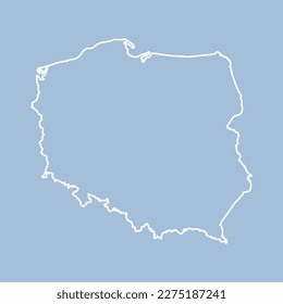 Detailed vector map Poland - border, frontier, boundary country - isolated on background. Template Europe outline country for pattern, report, infographic, backdrop. Silhouette of the map Poland