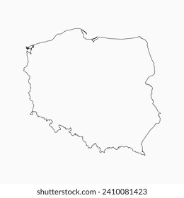 Detailed vector map Poland - border, frontier, boundary country - isolated on background. Template Europe outline country for pattern, report, infographic, backdrop. Silhouette of the map Poland