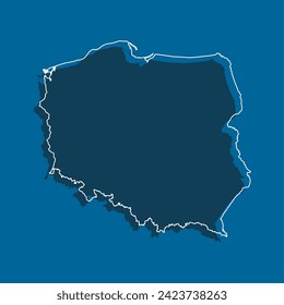 Detailed vector map Poland - border, frontier, boundary country - isolated on background. Template Europe outline country for pattern, report, infographic, backdrop. Silhouette of the map Poland