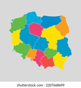 Detailed Vector Map Poland Divided On Stock Vector Royalty Free Shutterstock