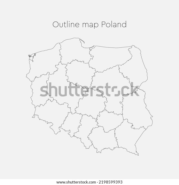 Detailed vector map Poland divided on regions\
isolated on background. Template Europe country for pattern,\
infographic, design, illustration. Outline concept of\
administrative divisions state\
Poland