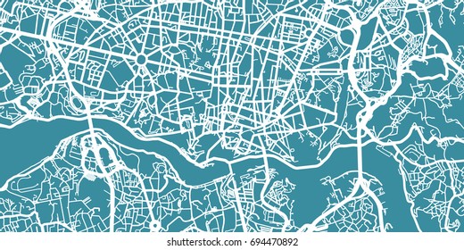 Detailed vector map of Porto, scale 1:30 000, Portugal