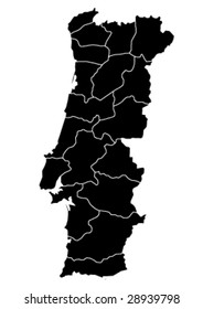 detailed vector map of portugal