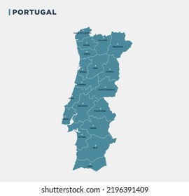 

Detailed vector map of Portugal. Vector illustration.