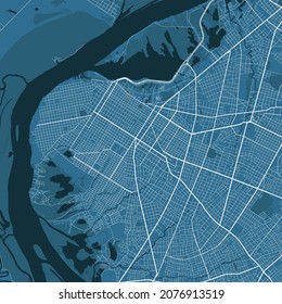 Detailed vector map poster of Asuncion city administrative area. Skyline panorama. Decorative graphic tourist map of Asuncion territory. Royalty free vector illustration.