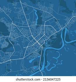 Detailed vector map poster of Chernihiv city administrative area. Blue skyline panorama. Decorative graphic tourist map of Chernihiv territory. Royalty free vector illustration.