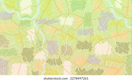 Afiche detallado del mapa vectorial de la ciudad, mapa de seguimiento del GPS. Calles y ubicación, fondo vectorial. Ilustración vectorial de la hoja de ruta. Fragmentos de la ciudad.