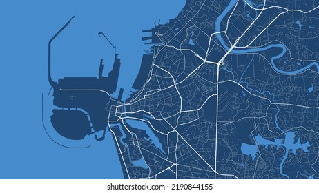 Detailed vector map poster of Colombo city administrative area. Blue skyline panorama. Decorative graphic tourist map of Colombo territory. Royalty free vector illustration.