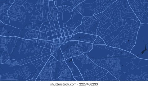 Detailed vector map poster of Harare city administrative area. Blue skyline panorama. Decorative graphic tourist map of Harare territory. Royalty free vector illustration.