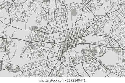 Detailed vector map poster of Harare city administrative area. Blue skyline panorama. Decorative graphic tourist map of Harare territory. Royalty free vector illustration.