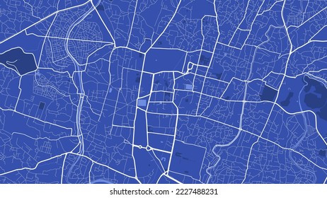 Detailed vector map poster of Kathmandu city administrative area. Blue skyline panorama. Decorative graphic tourist map of Kathmandu territory. Royalty free vector illustration.