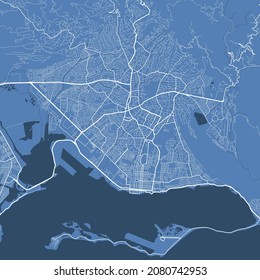 Afiche detallado del mapa vector del área administrativa de la ciudad de Kingston. Panorama del horizonte azul. Mapa turístico gráfico decorativo del territorio de Kingston. Ilustración vectorial libre de regalías.