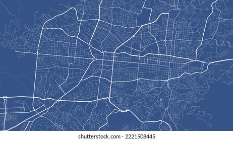 Afiche detallado del mapa vectorial de la zona administrativa de la ciudad de San Salvador. Panorama del horizonte azul. Mapa turístico gráfico decorativo del territorio de San Salvador. Ilustración vectorial libre de regalías.