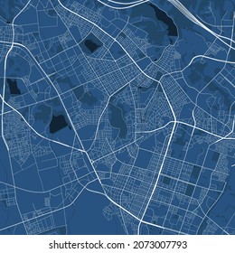 Detailed vector map poster of Suwon city administrative area. Skyline panorama. Decorative graphic tourist map of Suwon territory. Royalty free vector illustration.