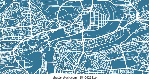 Detailed vector map of Prague, scale 1:30 000, Czech republic