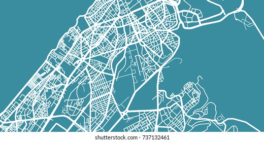 Detailed vector map of Rabat, scale 1:30 000, Morocco