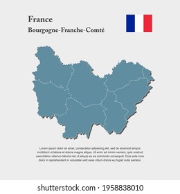 Detailed vector map region France - Burgundy-Free County divide on departments. Template for background, pattern, report, infographic, element. The part of country France