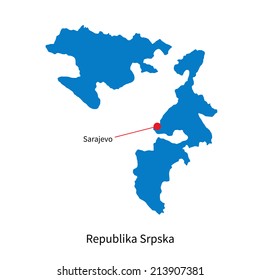 Detailed vector map of Republika Srpska and capital city Sarajevo