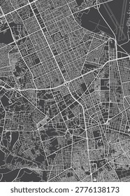 Detailed vector map of Riyadh is the capital and largest city of Saudi Arabia, Monochrome topographic urban street plan, Cartography travel poster