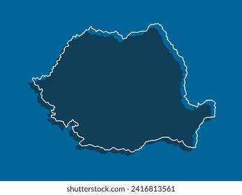 Detailed vector map Romania - border, frontier, boundary country - isolated on background. Template Europe outline country for pattern, report, infographic, backdrop. Silhouette of the map Romania